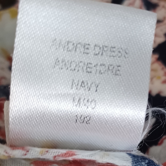 Antik Batik M/40 Navy Andre Dress 100% Cotton Long Sleeve Buttons Ruffles - Picture 12 of 16